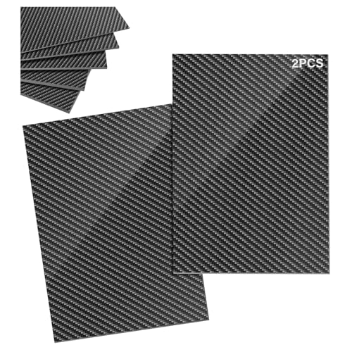 2PCS 100% 3K Carbon Fiber Sheet Lanstics Carbon Fiber Plate Carbon Fiber Laminate Plate Plain Weave Panel Sheet 3MM Thickness Glossy Surface 200X300X0.5MM 2MM 2.5MM 3.0MM
