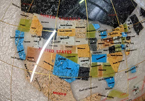 Unique Art 36-Inch By 13-Inch Floor Standing Pearl Ocean Gemstone World Globe With Gold Tripod #TOP3