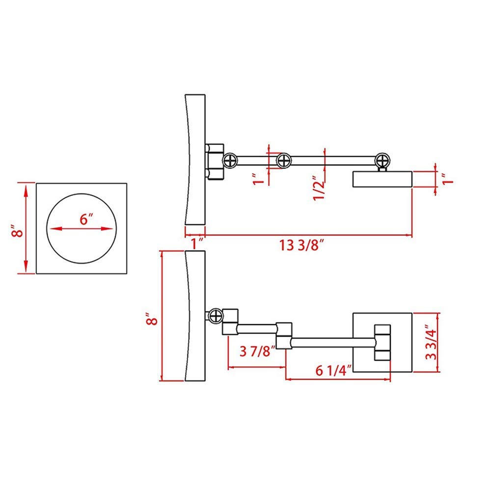 Espejos de Maquillaje de tocador de Montaje en Pared Marco de acrílico de Aumento Espejos de Pared cosméticos de Afeitado de baño de Hotel con Enchufe (Size : 5X)