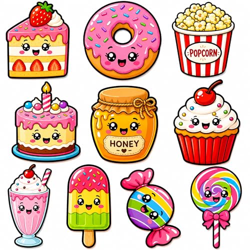 Image of Regalo Casila Cute Fridge Magnets Set of 10 Cartoon Dessert Magnets for Refrigerator Kitchen Decor Strong Magnetic PVC Fridge Stickers for Kids Home Office Gift Decorative Magnets