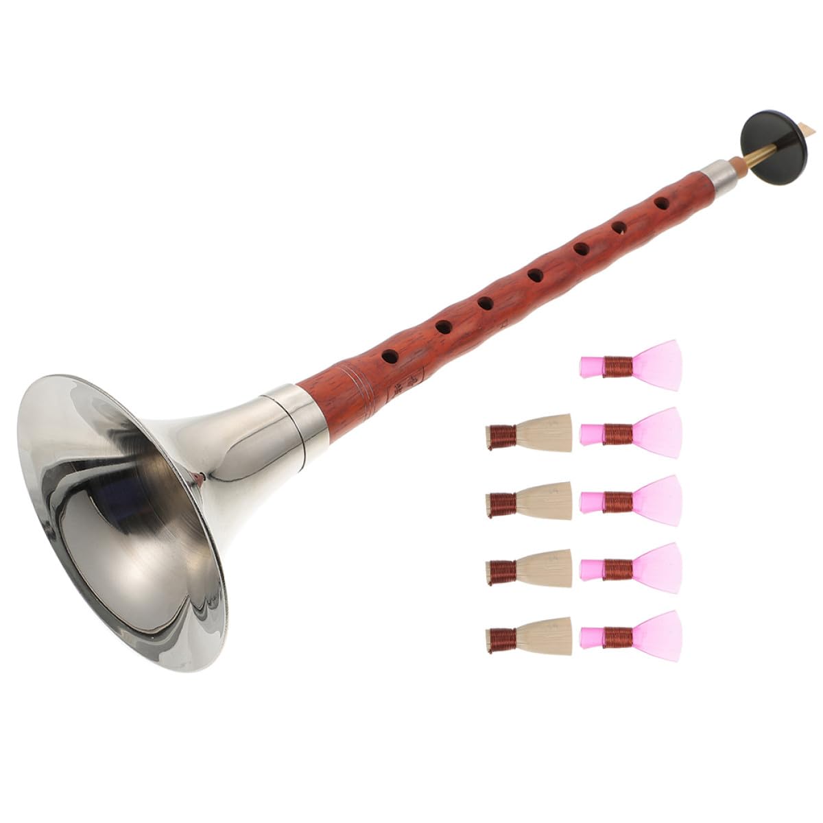 Suona de Palo de Rosa Rojo en Clave, Instrumento de Viento | Principiantes, Metal Ligero y Resistente al Óxido, Apta para Estudiantes y Profesionales Color Aleatorio
