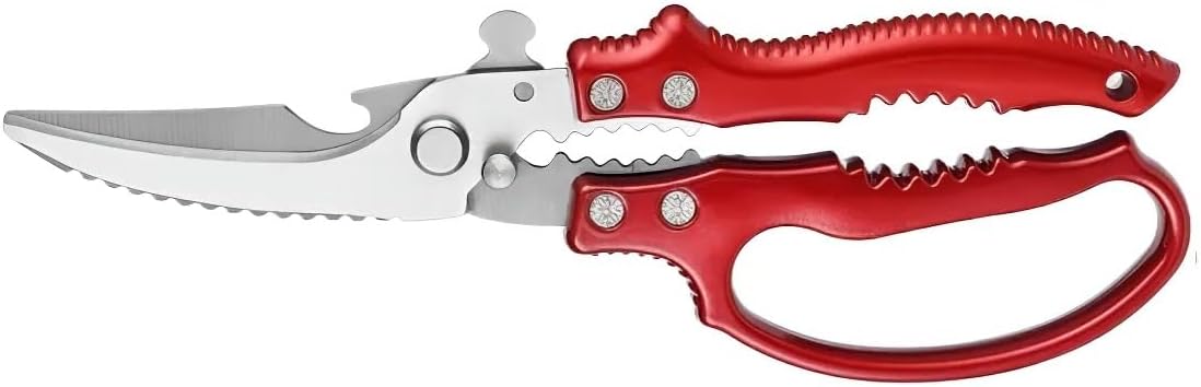 Poultry Shears, Multi functional Kitchen Scissors for Chicken, Meat, Turkey, Fish, Vegetables, Japanese Chef Shear Heavy Duty with, Non Slip Handle, Safety Lock, Bottle Opener, Nut Cracker All Purpose