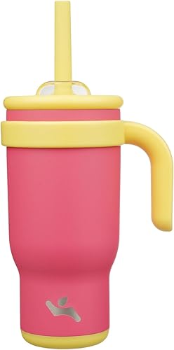 Miniatura 24 de Vaso de 14 onzas con asa lateral, botella de agua aislada con popote y tapa 2 en 1, taza de acero inoxidable, taza de café de viaje, para deportes,