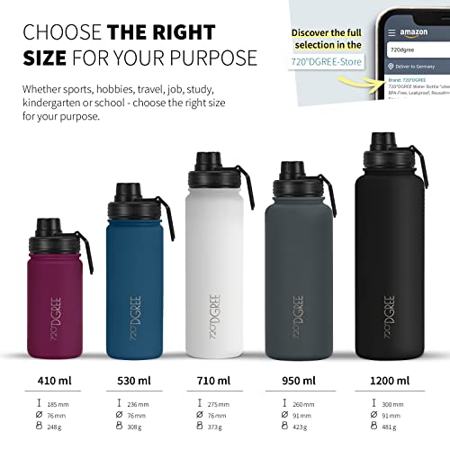 720°DGREE Vaccum Insulated Water Bottle “noLimit“, 1200ml, Leakproof, BPA-Free, Thermo Stainless Steel Flask - Image 3