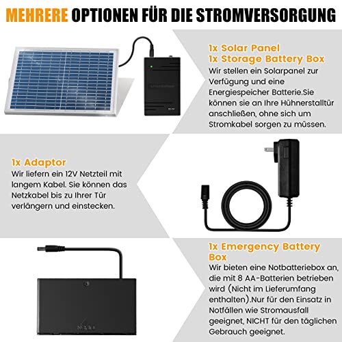 Automatische HüHnerklappe Solar 30*44 cm | Elektrische HüHnerklappe Automatisch Voll Aluminiumtür mit Lichtsensor ,Timer… – Bild 7