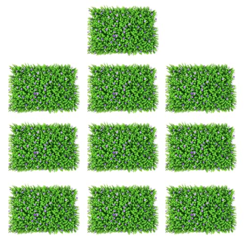 ZIDDAR Paquete 10 Paneles Pared Seto Boj Sintético Panel Seto Artificial con Decoración Floral para Configuraciones Rápidas