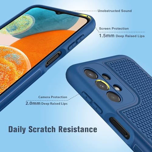 Image of FNTCASE for Samsung Galaxy A23 5G Case: (Samsung Galaxy A23 4G LTE) Dual Layer Protective Heavy Duty Cell Phone Cover Shockproof Rugged with Non Slip Textured Back Bumper - 6.6inch Blue