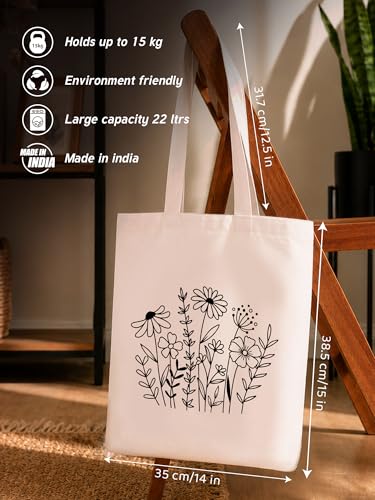 Image of DOODLE Premium Canvas Tote Bag for Women with Zip and Inner Pocket for Shopping, Office, Travel and Daily Use
