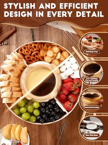 image for LUSHYUM Chocolate Fondue Pot Set Electric Melting Machine, 4-Cup Capac