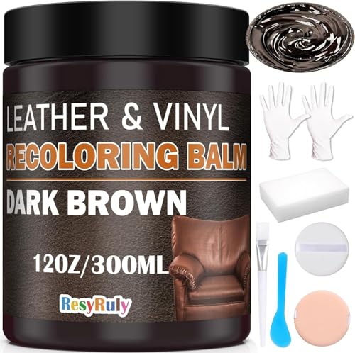 Leather Recoloring Balm Dark Brown Leather Dye Vinyl Paint Car Interior Seat Furniture Couch Recliner Chair Boots Jacket Shoes Bag Purse Belt Color Restorer...