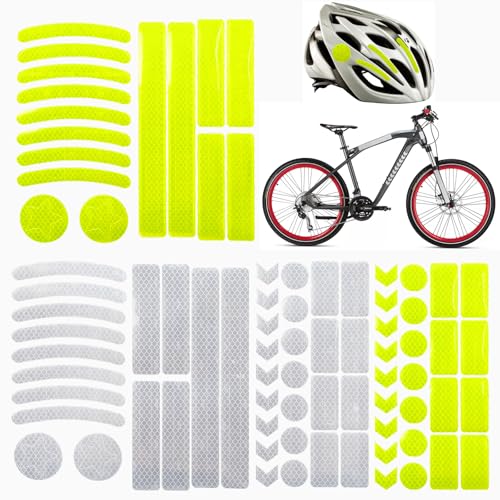 Qoyapow 80pcs Reflective Stickers Set, Multi Shapes Bicycle Reflective Decals,