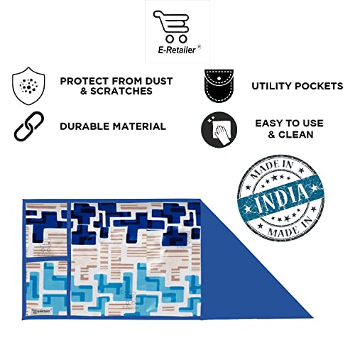 Image of Polyester 3-Layered Microwave Oven Top Cover With 4 Utility Pockets Suitable for Upto 30 Liter (Color- Blue, Size-36x14 Inches)