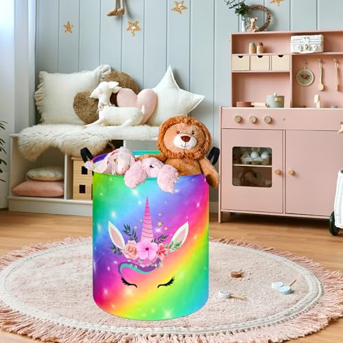 Image of Round Laundry Basket Storage Bins Nursery Hamper Gift Baskets for Home,Office,Home Decor