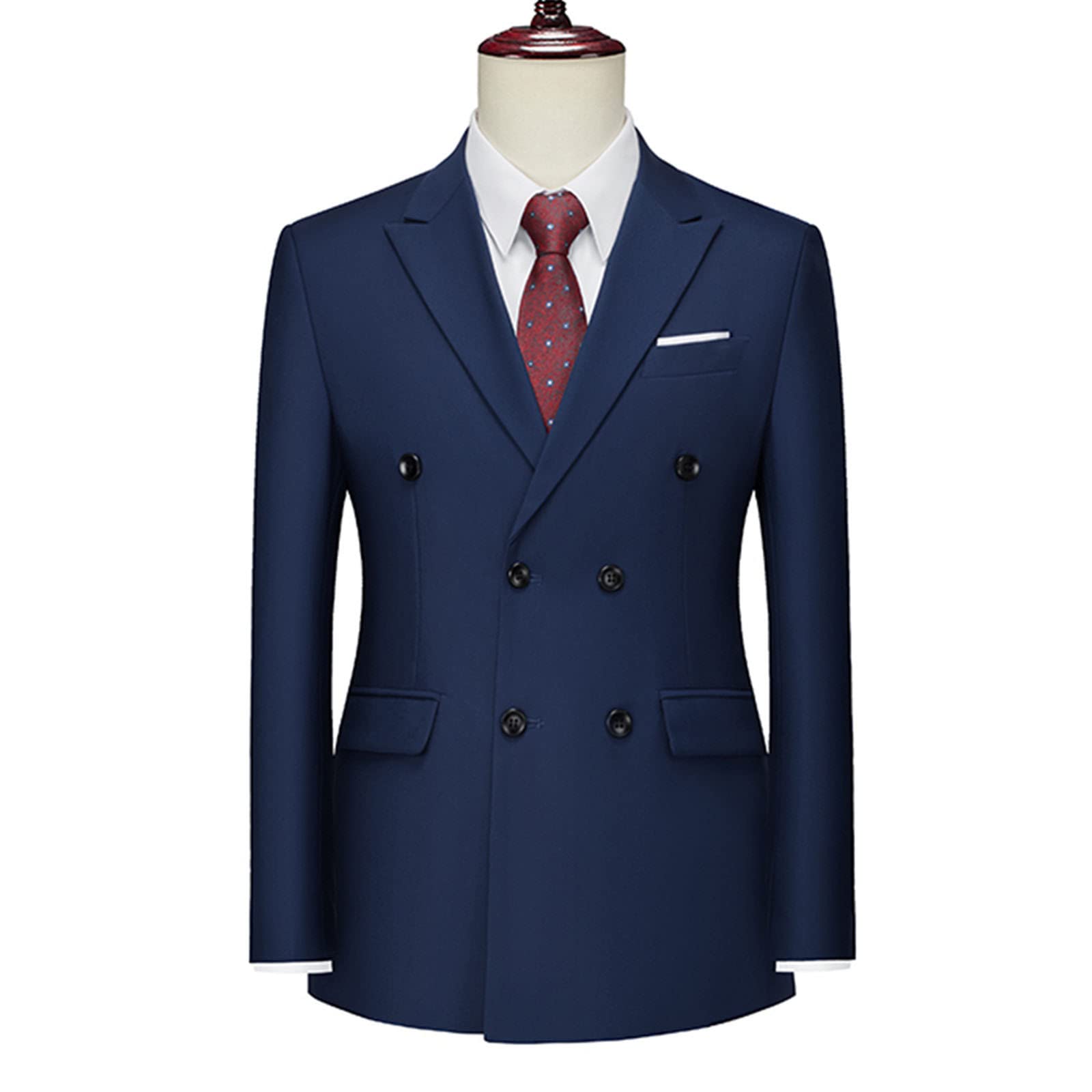Blazer formel à double boutonnage pour homme - Coupe ajustée - Couleur unie