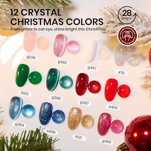 Image of Beetles 67Pcs Gel Nail Polish Kit with U V Light - 12 Colors Jelly Cat Eye Pink Gel Polish Set Red Blue Glitter Nail Kit with Acrylic Holder Display Manicure Tools Salon Gifts for Women