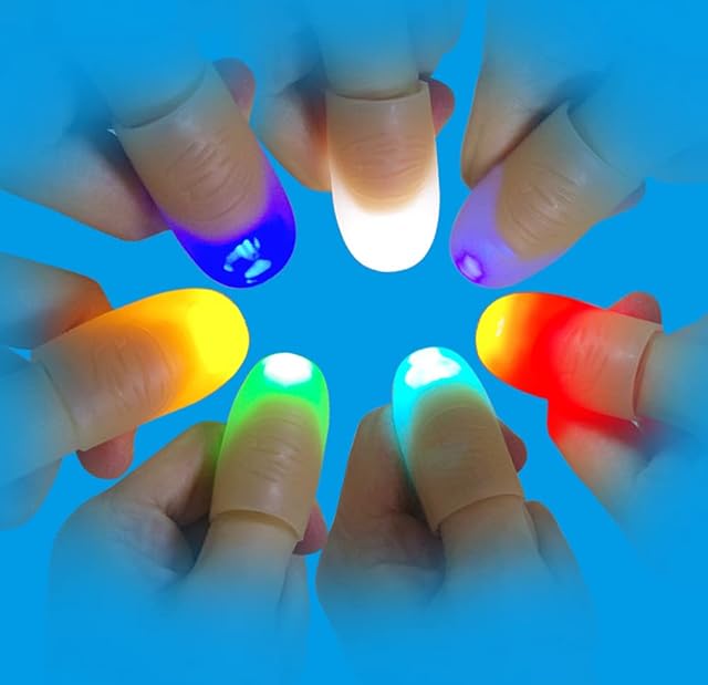 Foto 8 de 8 de HULA Dedo Mágico LED, 5 Pares Magic Finger Light Up Thumb Tips Lámpara de Dedo LED Thumbs Light (Blanco)