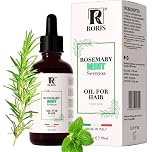 Roris Olio di rosmarino per capelli, Pronto all' uso, già diluito, per ricrescita veloce, anticaduta, rinforzante e lenitivo,MADE IN ITALY, formula potenziata con menta serenoa e caffeina 59ML