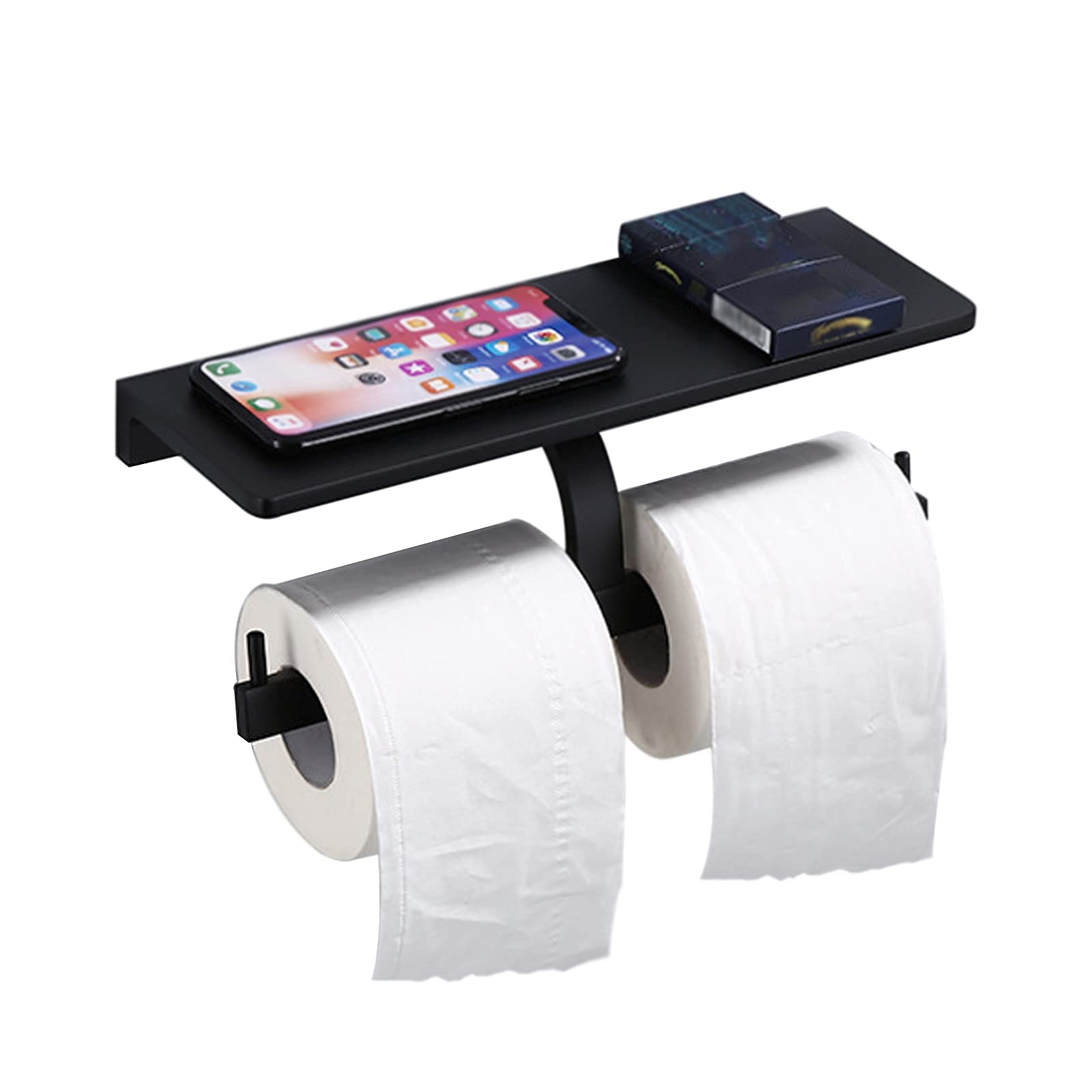 Doppel-Toilettenpapierhalter, Badezimmer-Toilettenpapier-Handyhalter mit Ablage for Badezimmer-Küchen-Accessoires
