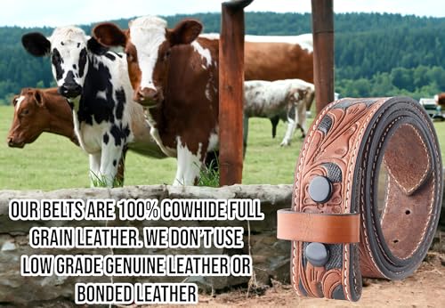 Image of F&L CLASSIC Western Belt without buckle for men - Full Grain Leather Cowboy Belts for jeans - One Piece Leather strap belt