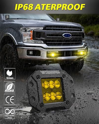 Image of Amber Flush Mount LED Pods 120W CREE LED Bumper Lights for Trucks
