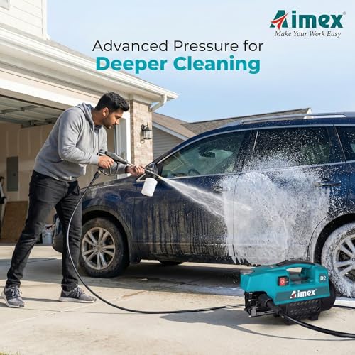 Image of Aimex D2 1800W High Pressure Washer 120 Bar, 10L /Min Flow, 8m Hose Pipe, Portable Car Washer Machine, Power Washer for Car, Bike & Home Cleaning