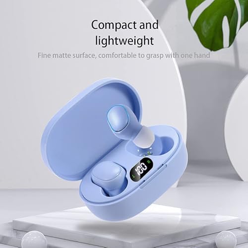 Edealz Fully Wireless Bluetooth 5.0 Rechargeable Ipx4 Water & Sweat Proof Earbud Headphones W Microphone, Touch Controls, Smart Lcd Charging Case, 3D Stereo Bass And Noise Cancelling (Light Blue) #TOP2