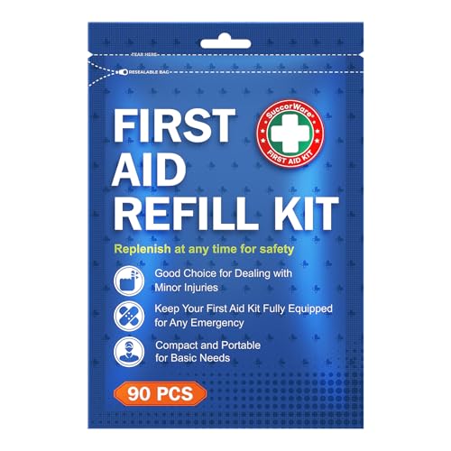 SuccorWare 90 Pieces First Aid Refill Kit - Wound Care Kit Includes Bandages for Home, Travel, Hiking - Portable Replacement Kit for First Aid Medical Supplies（1 Set）