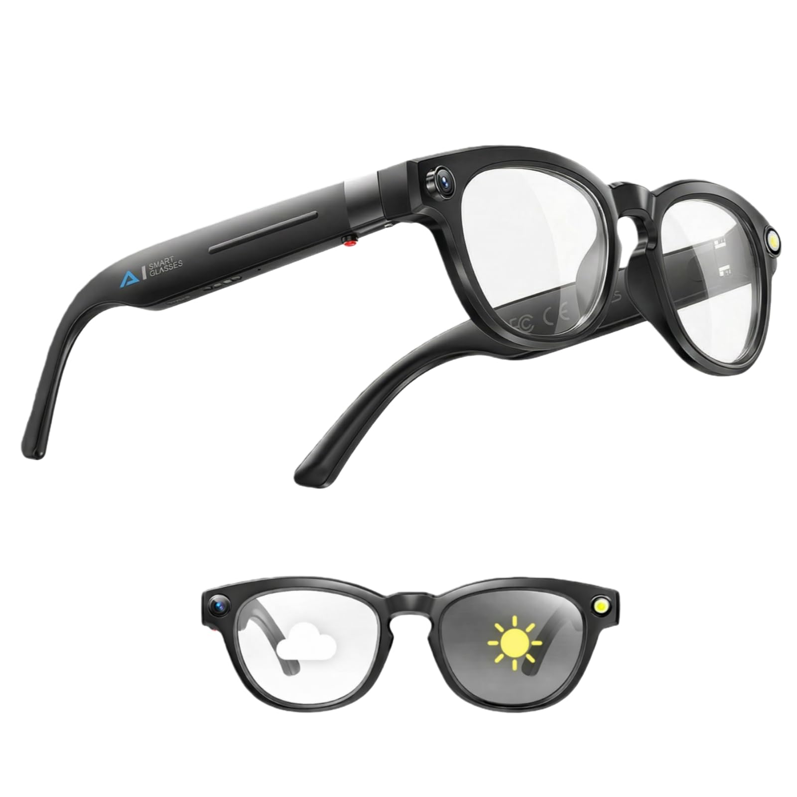 AI Smart Glasses with 4K Camera Photo Record Sunglasses for Travel Sports Daily Use Photochromic Lenses Hands-Free Call