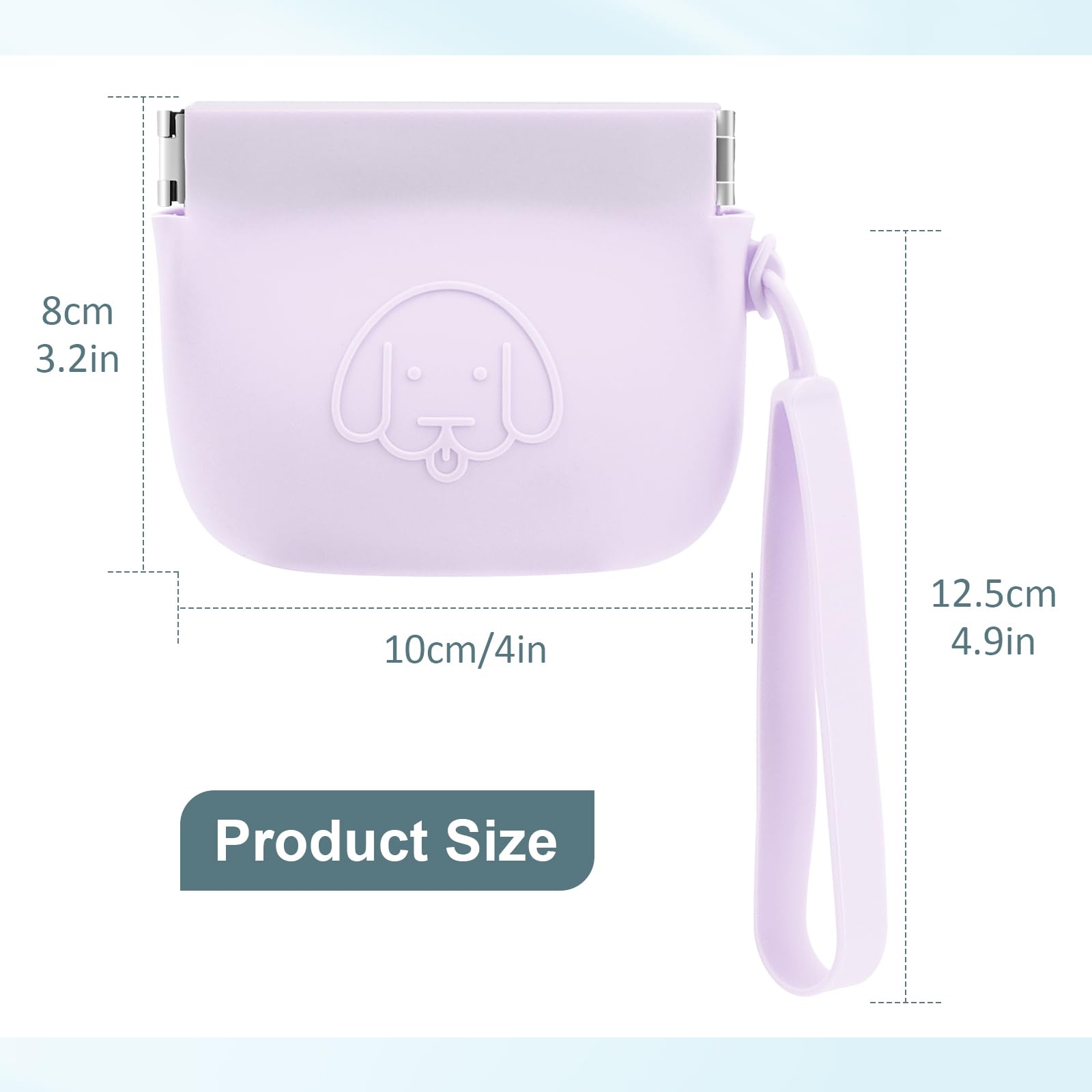 WALLFID Silicone Dog Treat Pouch Small Bag,Auto Closure,with Pet Training Clicker,Walking Bag for Dog and Cat,Pocket Size,Easy to Clean,Odorless,Travel Walking Bag (light purple) - Image 3