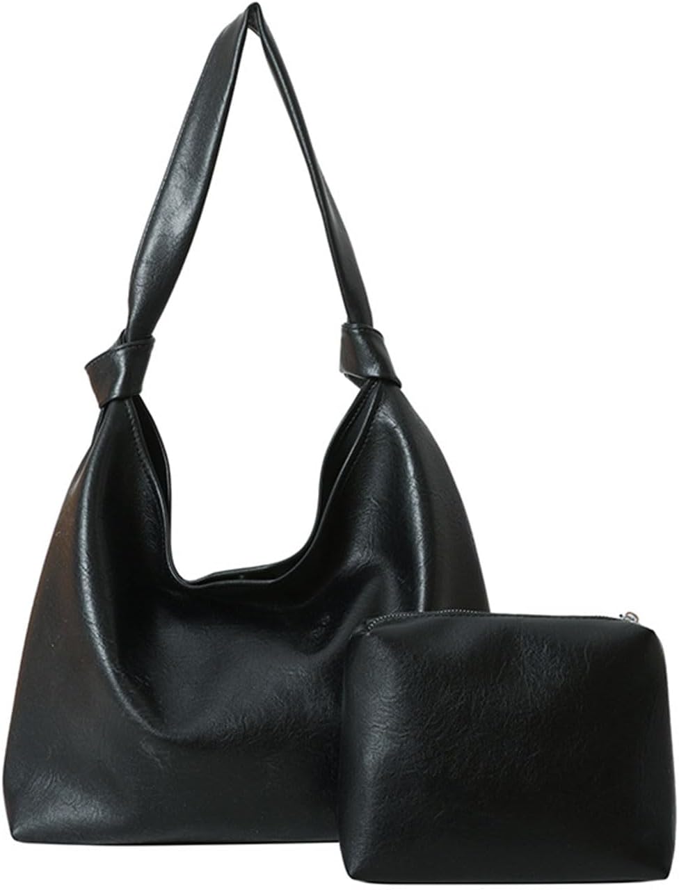 Slouchy Shoulder Bag for Women PU Leather Tote Bag Large Tote Bag Handbag Top-handle Shoulder Bag 2pcs Commuter Tote Bag