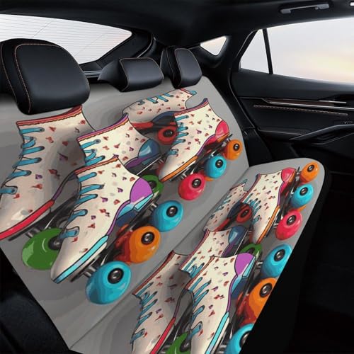 Funda de asiento trasero para coche y SUV duradera con patines de ruedas retro 4