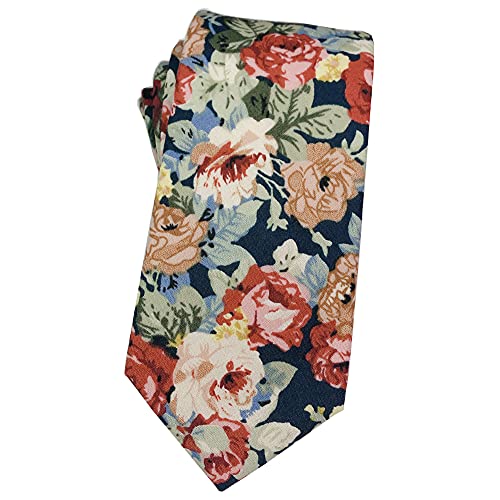 Image of Mantieqingway Men's Cotton Floral Neck Tie 2.56'' Printed Skinny Tie