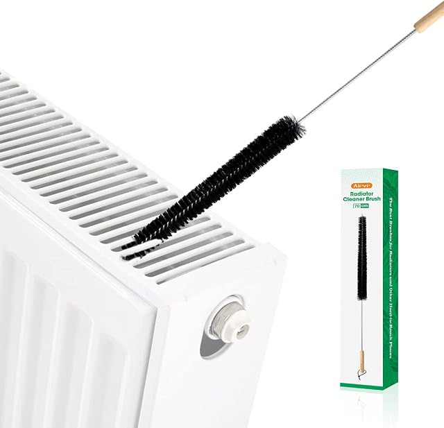AIEVE Radiator Cleaner Brush , 70CM Radiator Brush , Flexible Long Radiator Duster with Wood Handle , Multipurpose Cleaning Brush for Radiator & Dryer Lint & Washing Machine