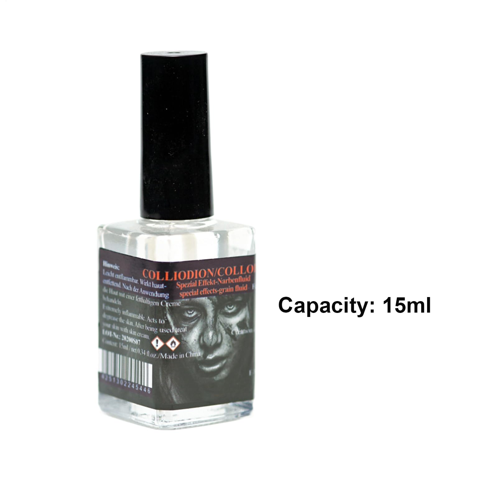 Płyn do Blizn, 15 Ml Halloween Kosmetyczna Farba Do Blizn Z Pędzelkiem, Makijaż Ciała Na Zadrapania, Do Twarzy Skóry I Ciała Halloween Cosplay Kostium Fotografia Impreza