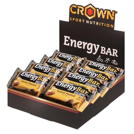 Crown Sport Nutrition Barritas Energéticas 12 unidades - Ciclismo Running Deporte Entreno Larga Duración Carbohidratos lento y rápido (Salty Peanut)