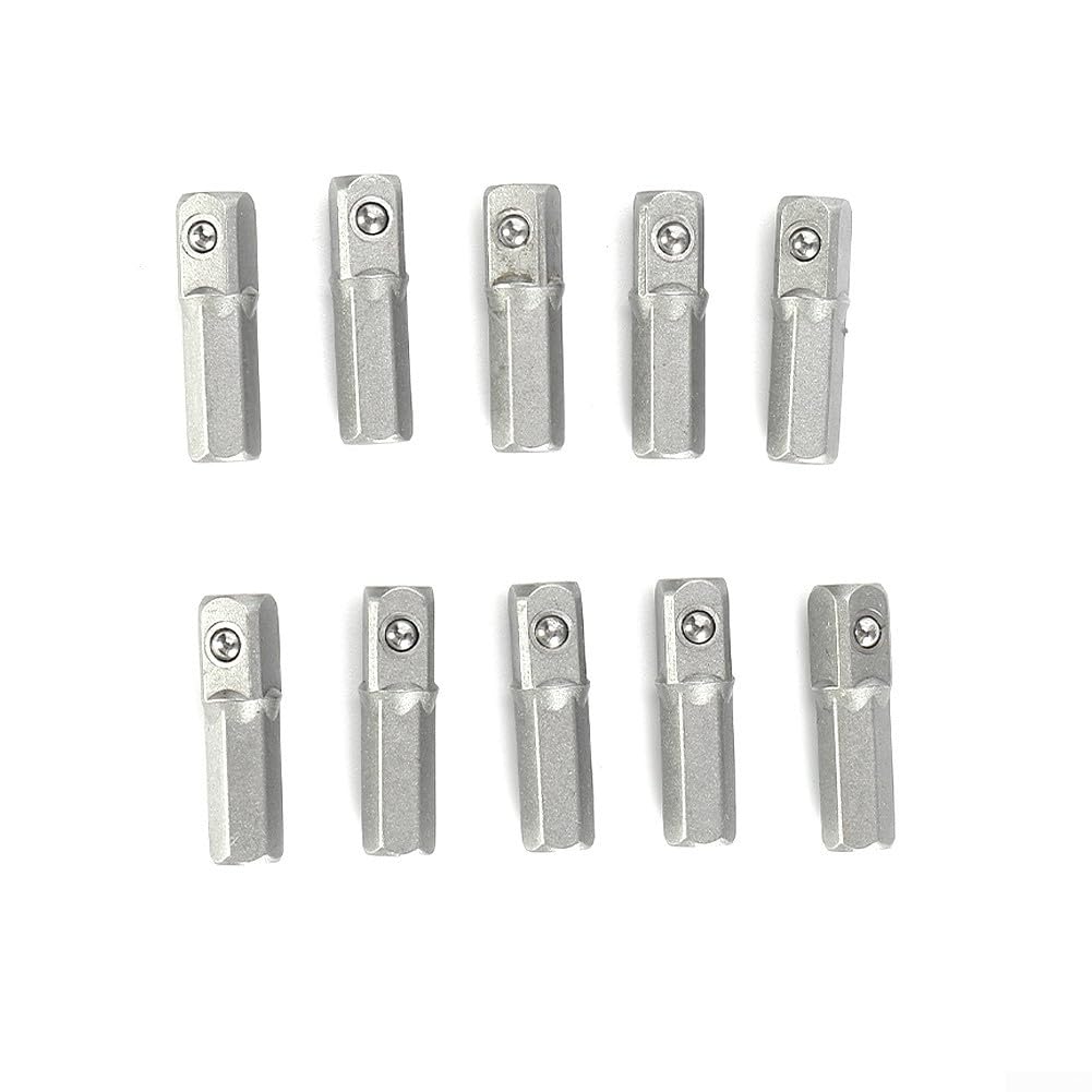 Set di adattatori per bussola, 10 pezzi, con codolo esagonale da 6,35 mm a 1/4", convertitori per utensili elettrici e trapani, 25 mm