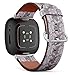 CJBROES Replacement Leather Watch Band, Compatible with Fitbit Versa 3 and Fitbit Sense of Wristband Bracelet Accessory - Purple Leaves on Vine