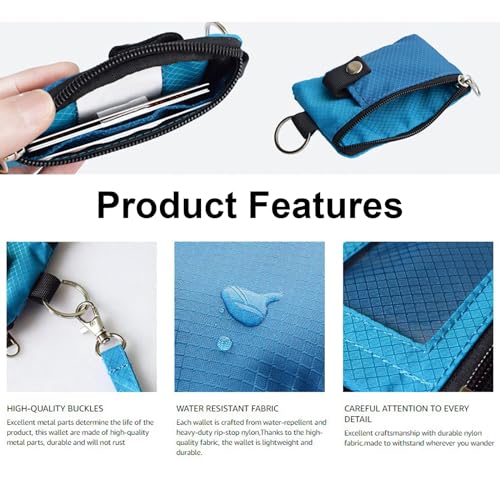 Portable Blocking Small Wallet Outdoor Waterproof Wallet Mens Women with Lanyard Keyring Window and Zippered Pockets2