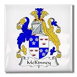 Carpe Diem Designs McKinney Family Crest/Coat of Arms Ceramic Tile for Coaster, Hot Plate, Trivet or...