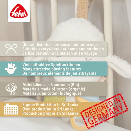 Fehn Activity Spirale Bär – Kinderwagen Spielzeug zum Fühlen und Greifen – Babyspielzeug für Bett, Laufstall, Babyschale und Autositz – Motorikspielzeug für Babys und Kleinkinder ab 0+ Monaten