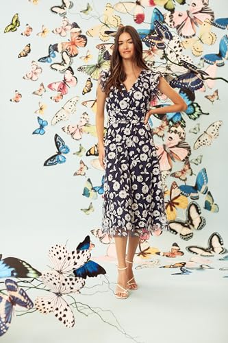 Image of Maggy London Women's Dresses V-Neck Garden Floral Embroidered Dress Colorful Feminine Party Event Occasion Guest of