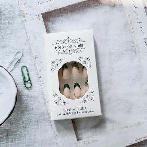 Almond-Press-on-Nails-French-Tip-Fake-Nails-St-Patrick-s-Day-False-Nails-with-Shamrock-Gold-Lines-Design-Short-Almond-Glue-on-Nails-Matte-Irish-Lucky-Clover-Stick-on-Nails-for-Women-Manicure Almond Press on Nails French Tip Fake Nails St Patrick s Day False Nails with Shamrock Gold Lines Design Short Almond Glue on Nails Matte Irish Lucky Clover Stick on Nails for Women Manicure