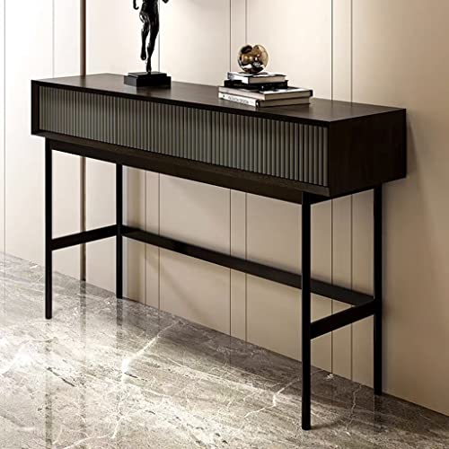 Nizame Solid Wood Entryway Table, 3 Drawers Foyer Tables, Ultra-Narrow Aisle Hallway Cabinet For Entryway, Bathroom, Living Room (Color : Black, Size : 120X35X85Cm) #TOP4