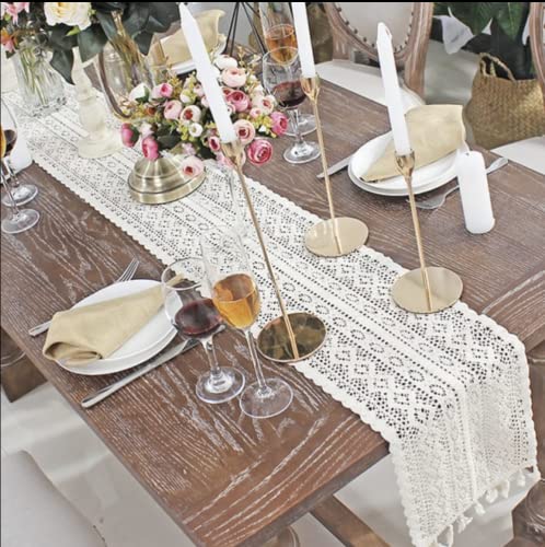 Crochet Lace Table Runner, White #TOP29