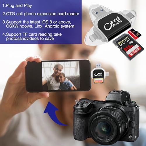 Mineup Multi-Port 4 in 1 Universal SD TF Kartenleser, SD Kartenleser, Micro SD Card Reader, Highspeed OTG Adapter Kartenlesegerät, SD Kartenleser Usb C Speicherkartenleser für Android Phone iOS Kamera