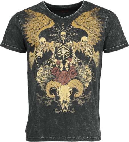Rock Rebel by EMP Homme T-Shirt Noir délavé de Style Vintage M Rock Rebel by EMP Homme T-Shirt Noir délavé de Style Vintage M