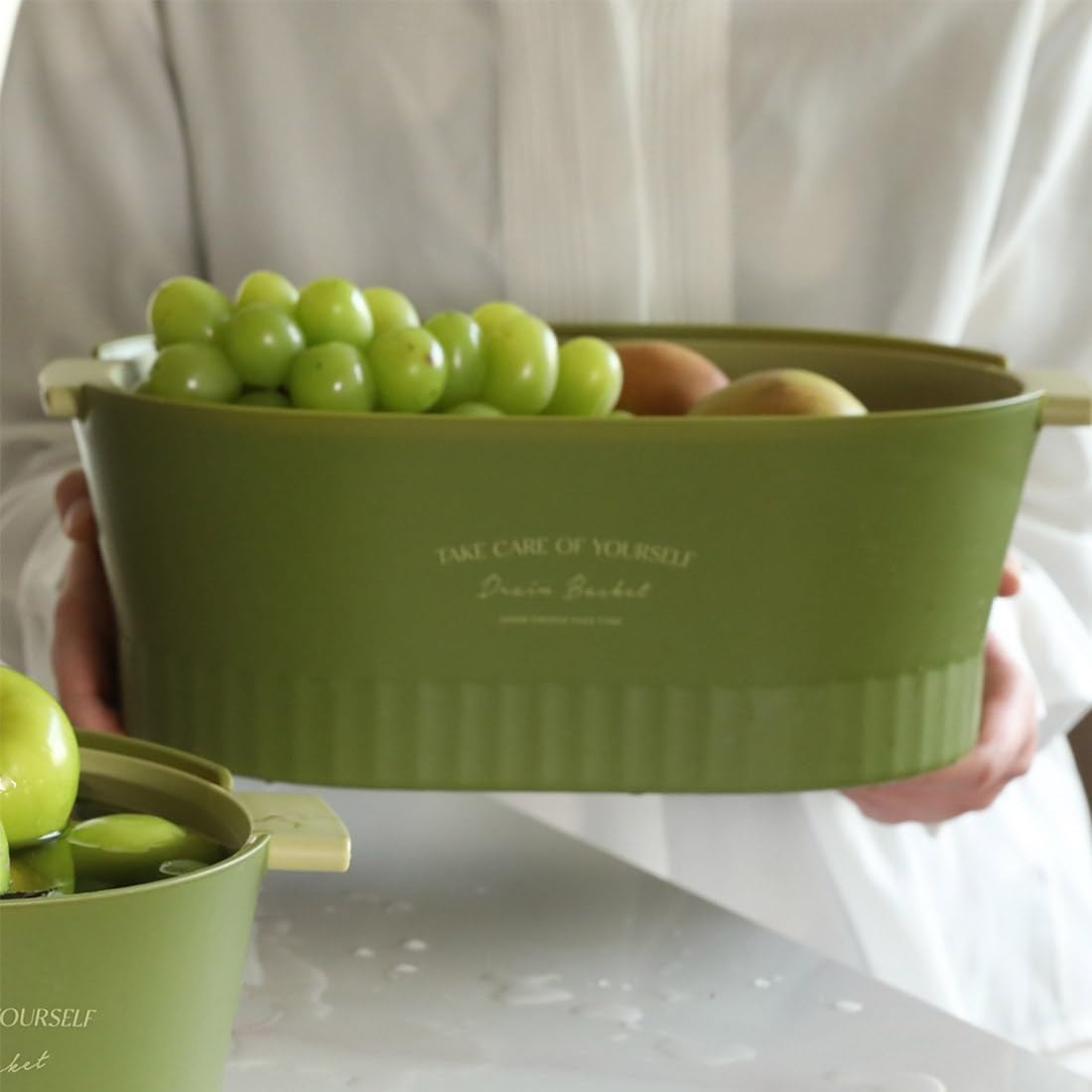 Mini Scolapasta Cesto per Lavare Verdure a Doppio Strato con Manico Mini Scolapasta Cesto per Lavare Verdure a Doppio Strato con Manico