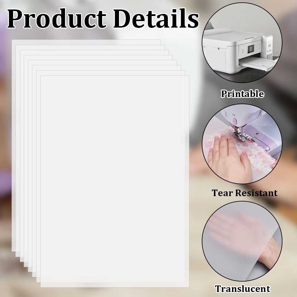 INFUNLY 150 piezas de papel de base para acolchar, hojas de papel de costura translúcidas de 8.3 x 11.7 pulgadas, papeles de base de costura, piezas cuadradas de papel de calco para manualidades