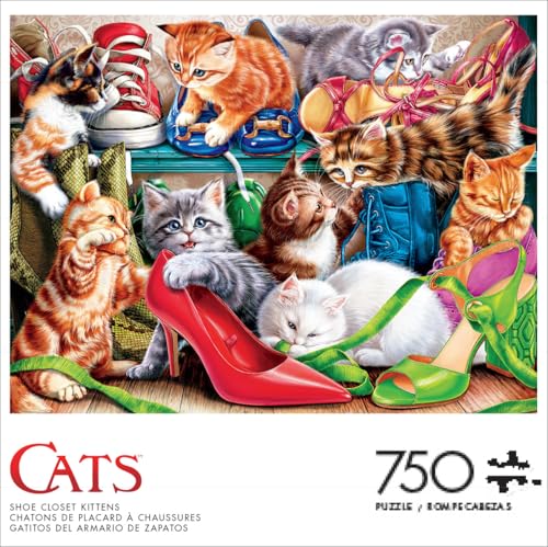 Buffalo Games - Shoe Closet Kittens - Rompecabezas de 750 piezas para adultos | Hecho en USA, Cartón reciclado, Incluye póster, Arte para enmarcar miniatura 2