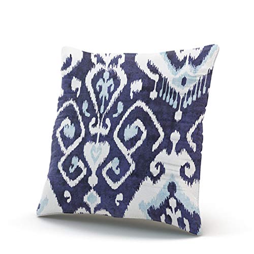 Onging Decorative Throw Pillow Case Modern Chic Decorative Blue And White Ikat Pillowcase Cushion Cover One Side Design Printed Square Size 16X16 Inch #TOP1